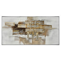 OLEJOMAĽBA, abstraktné, 180/55 cm  - hnedá/biela, Design, kov/drevo (180/55cm) - Monee