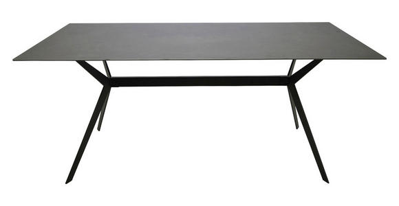 ESSTISCH 180/90/75 cm Metall, Keramik Grau, Schwarz rechteckig  - Schwarz/Grau, Design, Keramik/Metall (180/90/75cm) - Hom`in