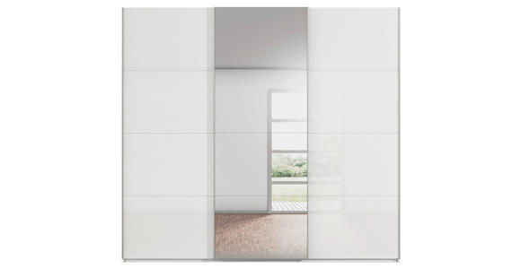 SCHWEBETÜRENSCHRANK 242/223/68 cm 3-türig Weiß  - Alufarben/Weiß, Basics, Glas/Holzwerkstoff (242/223/68cm) - Novel