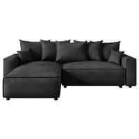ECKSOFA Anthrazit Cord Zierkissen, Rückenkissen, Bettkasten, Schlaffunktion, Rücken echt, Stauraum, Liegefläche im Originalstoff  - Anthrazit/Schwarz, MODERN, Kunststoff/Textil (190/280cm) - Xora