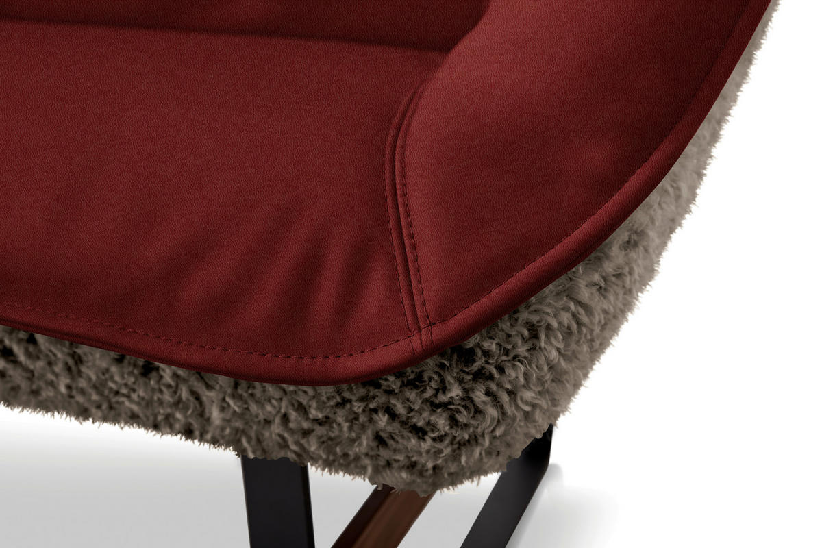 SITZBANK 229/88/80 cm  in Braun, Weinrot  - Weinrot/Schwarz, Design, Leder/Holz (229/88/80cm) - Koinor