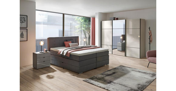 SCHWEBETÜRENSCHRANK  in Champagner  - Champagner/Schwarz, KONVENTIONELL, Glas/Holzwerkstoff (271/223/68cm) - Novel