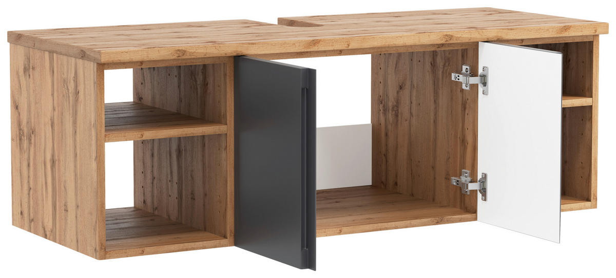 WASCHBECKENUNTERSCHRANK 120/41/47 cm  - Eiche Wotan/Grau, Modern, Holzwerkstoff (120/41/47cm) - Held