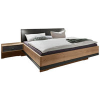 BETTANLAGE 180/200 cm  Graphitfarben, Eichefarben   - Eichefarben/Graphitfarben, Konventionell, Glas/Holzwerkstoff (180/200cm) - Novel