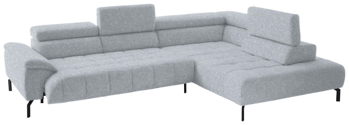 ECKSOFA in Chenille Hellgrau  323/222 cm  - Hellgrau/Schwarz, Design, Textil/Metall (323/222cm) - Beldomo Style