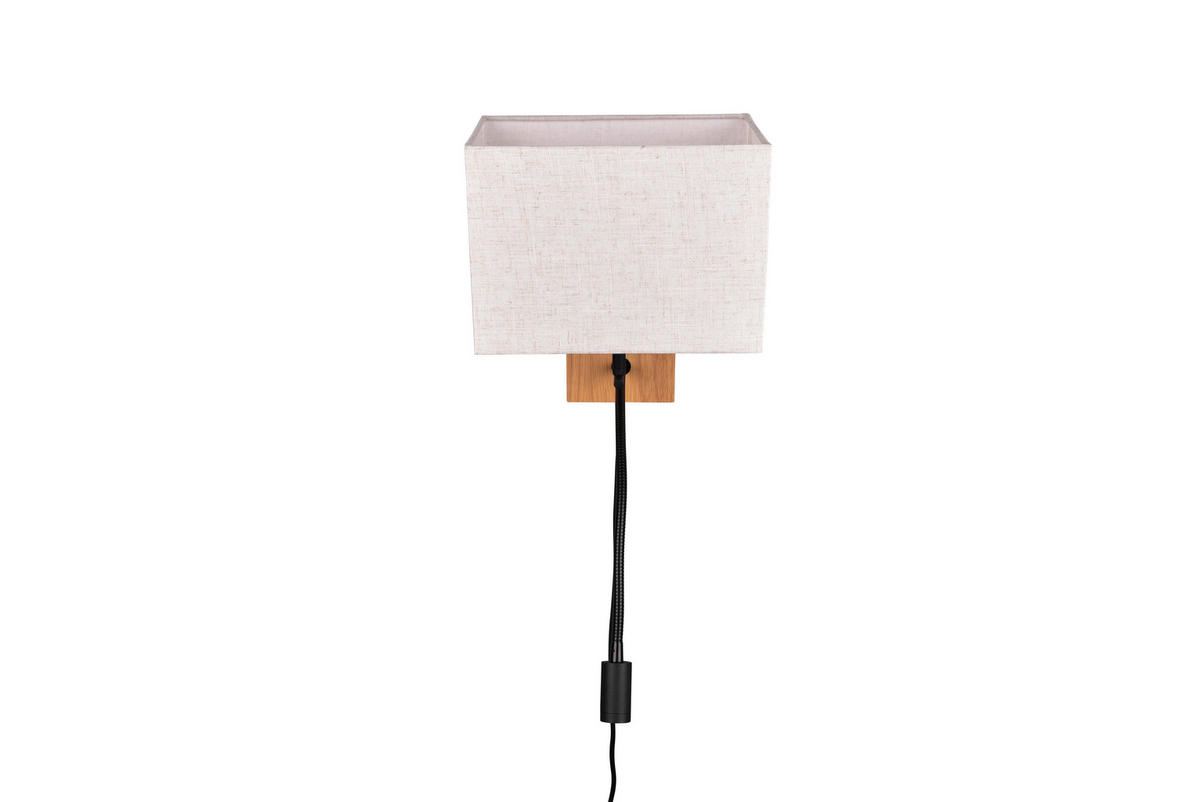 WANDLEUCHTE   - Braun/Weiß, Natur, Holz/Textil (30/25/38cm)