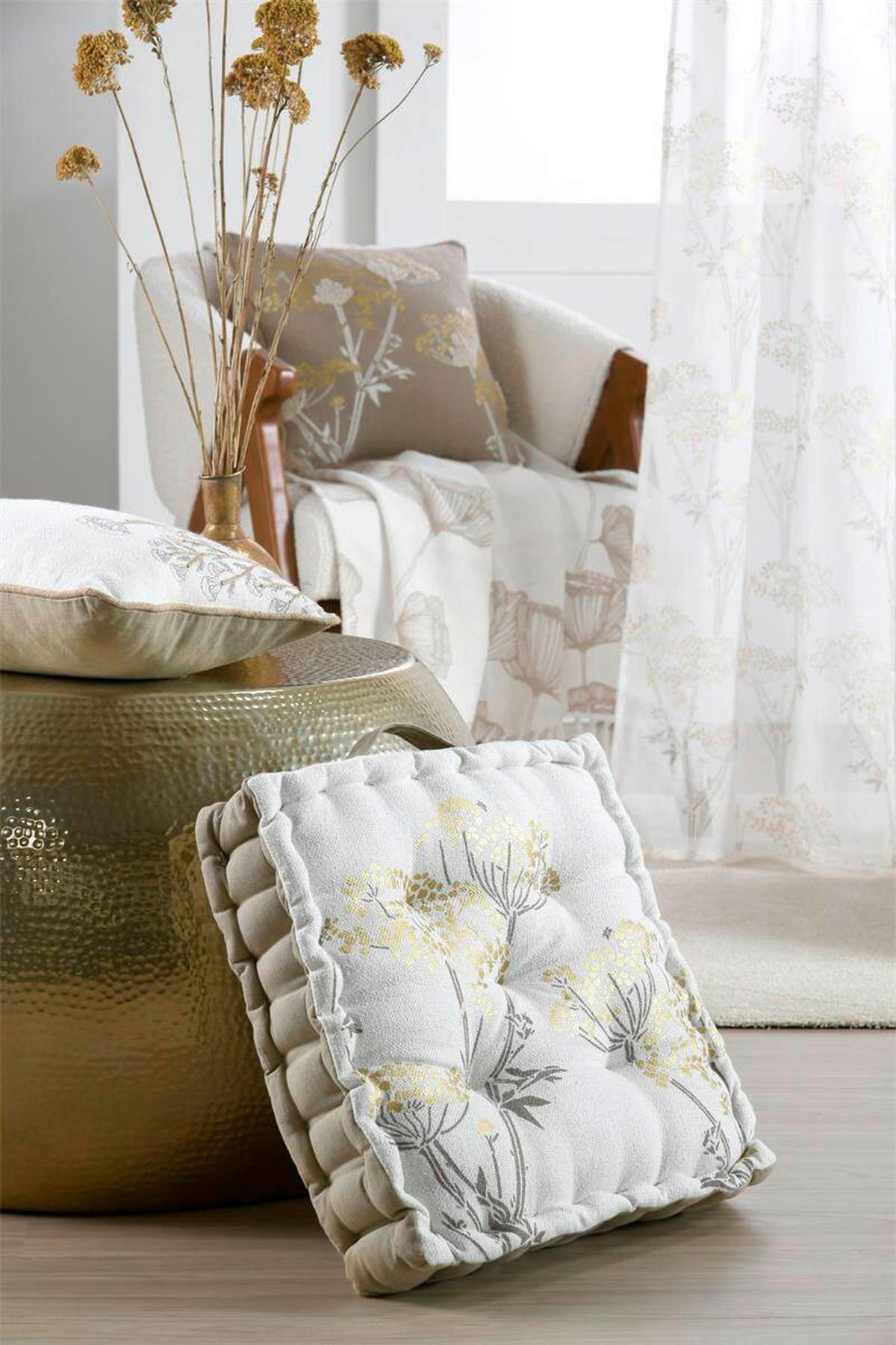 BLAZINA ZA TLA  ORIANA   45/45 cm           - krem barve, Basics, tekstil (45/45cm)