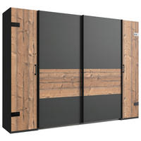 OMARA ZA OBLAČILA,  - barve grafita, Trend, kovina/leseni material (270/210/58cm) - Ti'me