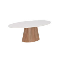 ESSTISCH 220/120/76 cm Echtholz, Nachbildung  Holz, Holzwerkstoff oval Weiß, Eichefarben  - Eichefarben/Weiß, Design, Holz/Holzwerkstoff (220/120/76cm) - VanDerken