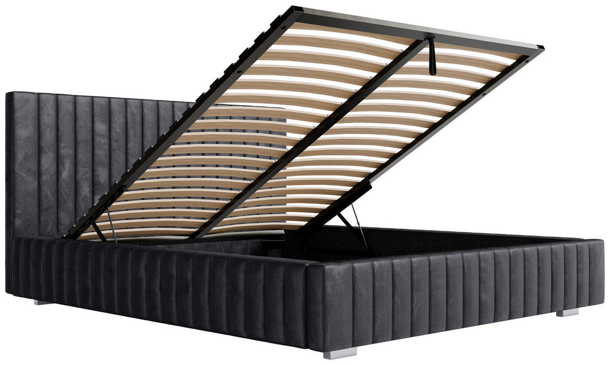 POLSTERBETT Lattenrost, Bettkasten 180/200 cm  in Anthrazit  - Anthrazit/Schwarz, Design, Holz/Kunststoff (180/200cm) - Boxxx