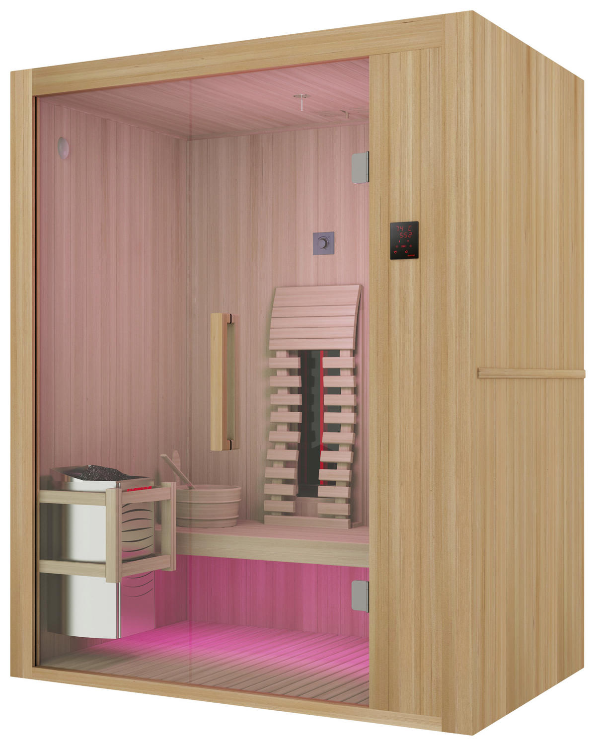 INFRAROTKABINE für 2 Personen  - Naturfarben, Basics, Glas/Holz (110/200/160cm) - Sanotechnik