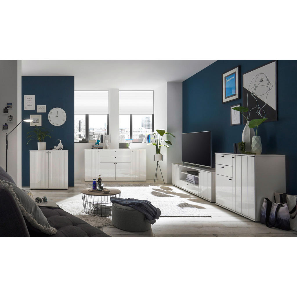 Thumbnail - Xxxl Kommode, Weiß Hochglanz, Kunststoff, 1 Fächer, 80x83x38 cm, Typenauswahl, Wohnzimmer, Kommoden & Sideboards, Kommod...