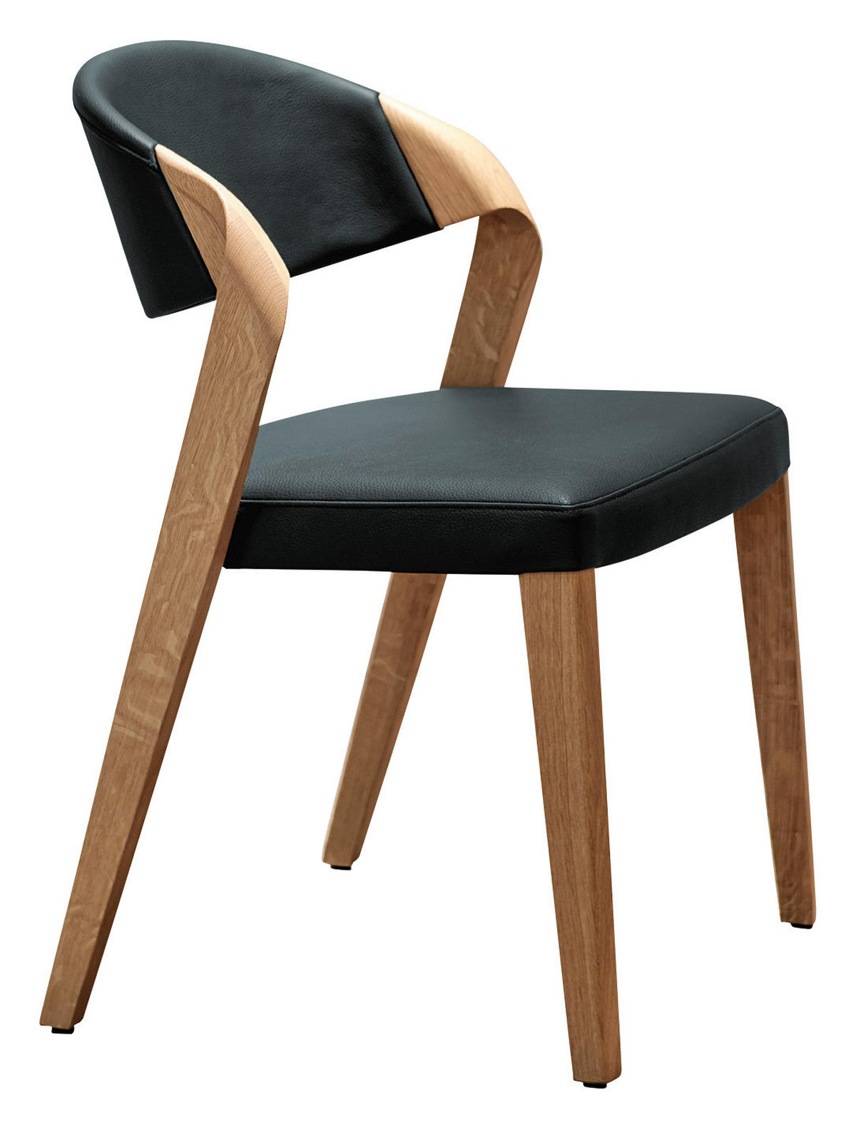STUHL Echtleder Eichefarben, Dunkelblau Altholz, Eiche massiv  - Eichefarben/Dunkelblau, Natur, Leder/Holz (53/82/57cm) - Voglauer