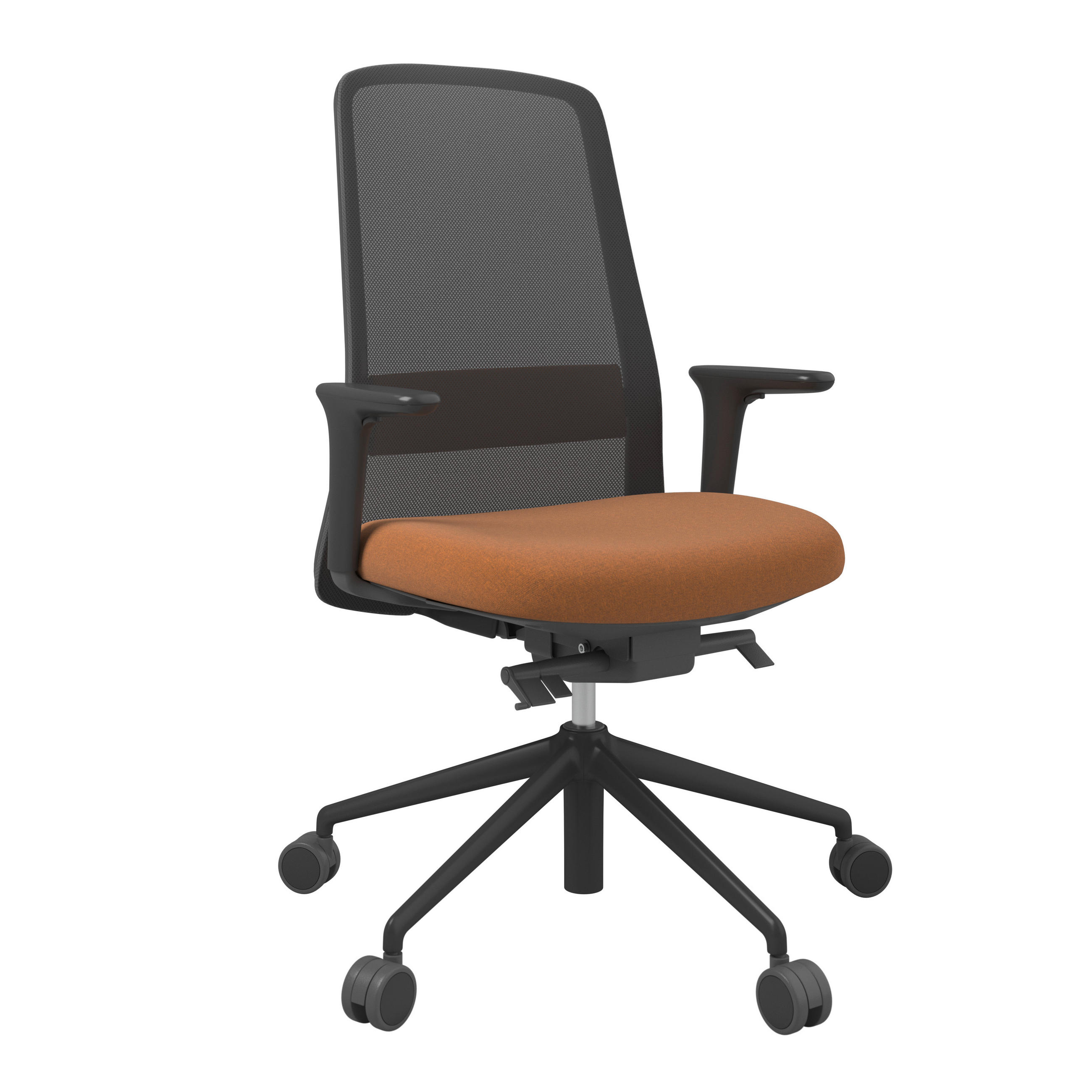 DREHSTUHL Orange, Schwarz  - Schwarz/Orange, MODERN, Kunststoff/Textil (70/103-115/70cm)