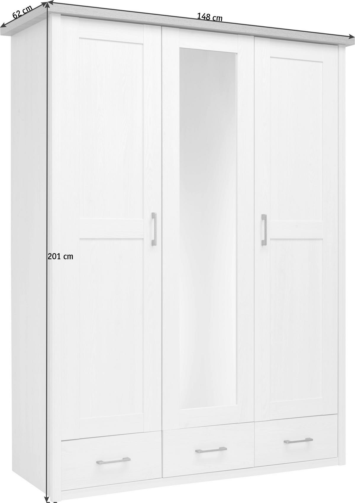 ȘIFONIER alb, culoare lemn stejar pufos  - alb/culoare lemn stejar pufos, Lifestyle, metal/material pe bază de lemn (148/201/62cm) - Carryhome