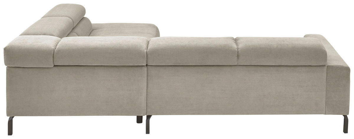 ECKSOFA in Feincord Sandfarben  - Sandfarben/Schwarz, Design, Textil/Metall (273/219cm) - Pure Home Comfort