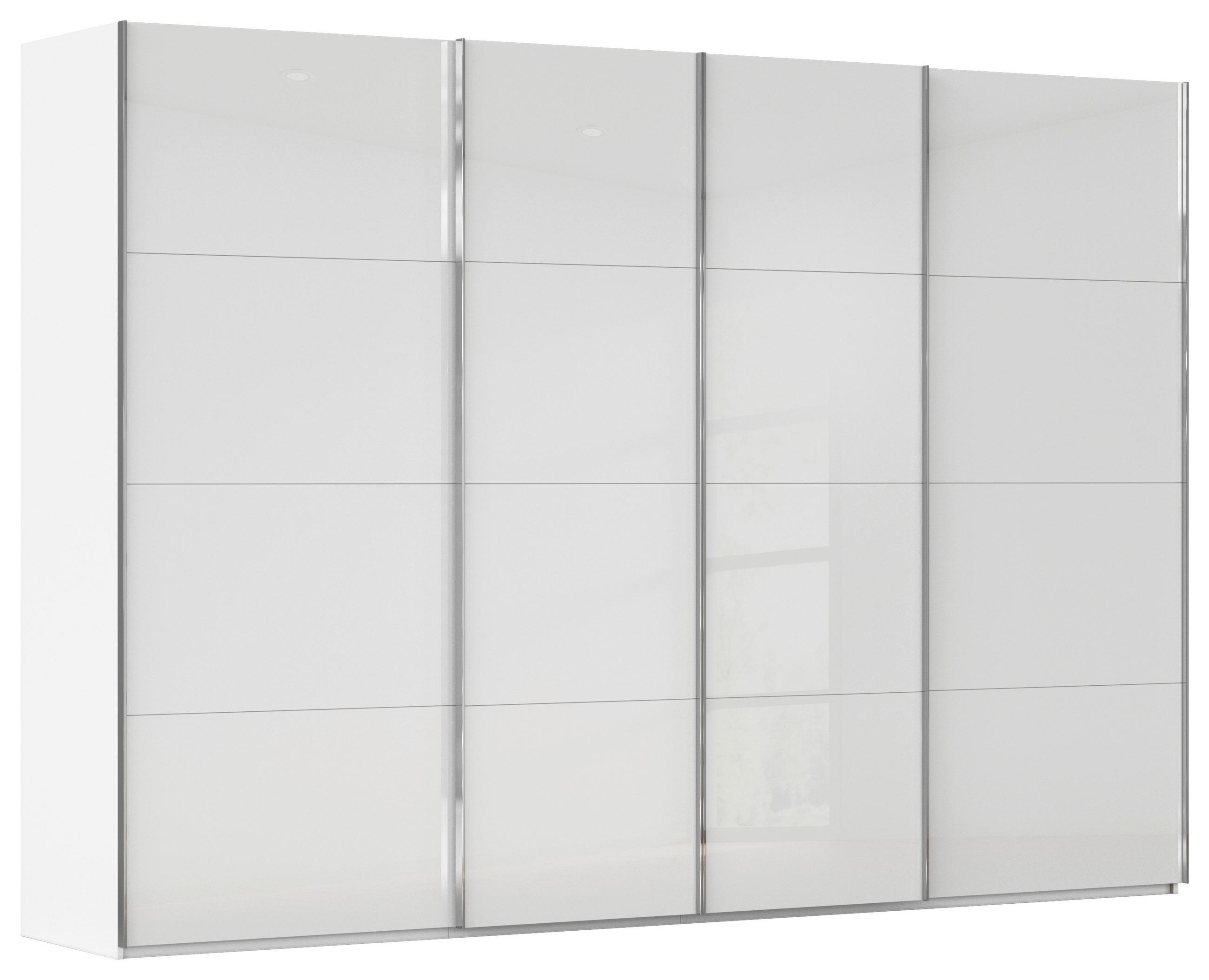SCHWEBETÜRENSCHRANK 271/223/68 cm 4-türig Weiß  - Chromfarben/Weiß, Design, Glas/Holzwerkstoff (271/223/68cm) - Novel
