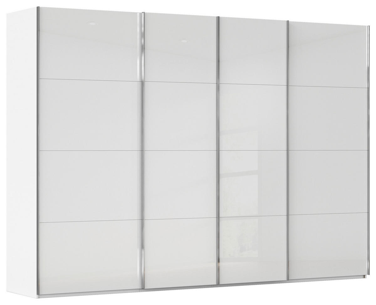 SCHWEBETÜRENSCHRANK 271/223/68 cm 4-türig Weiß  - Chromfarben/Weiß, Design, Glas/Holzwerkstoff (271/223/68cm) - Novel