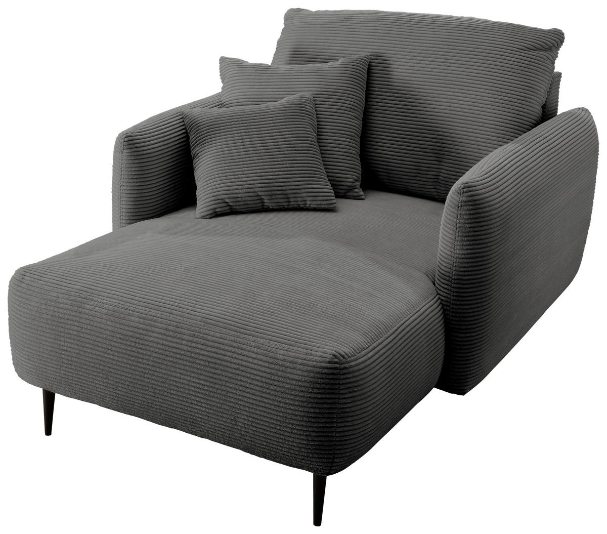 XXL-SESSEL in Cord Grau  - Schwarz/Grau, Design, Textil/Metall (112/95/158cm) - Livetastic
