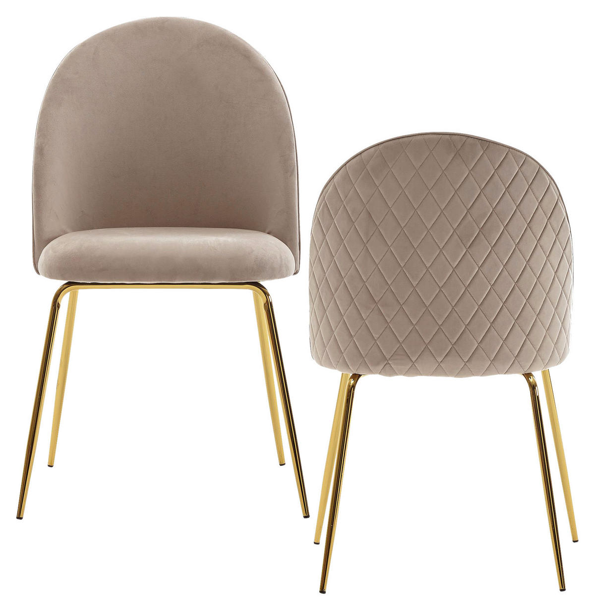 STOLSET 2 styck sammet  - beige/guldfärgad, Modern, metall/textil (53/86/50cm) - MID.YOU