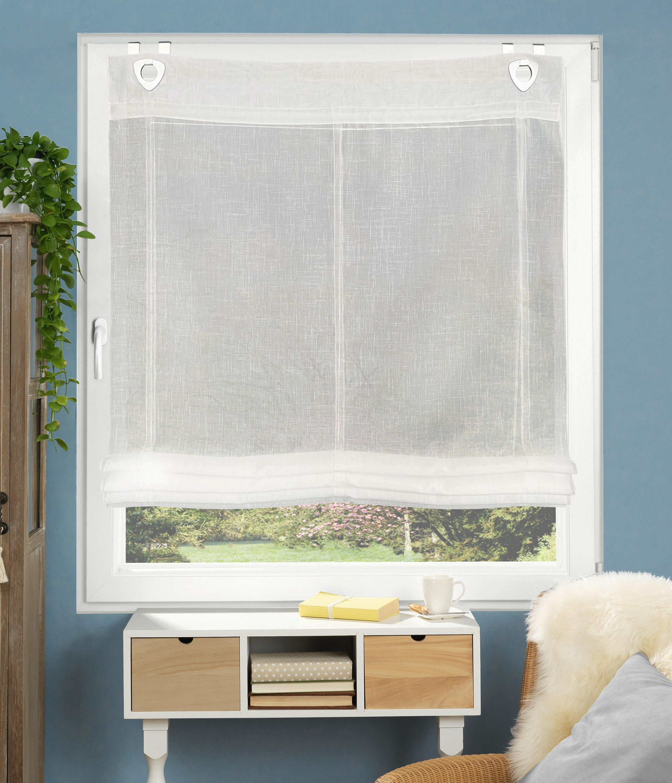 RAFFROLLO  halbtransparent  110/130 cm    - Weiß, Basics, Textil (110/130cm)