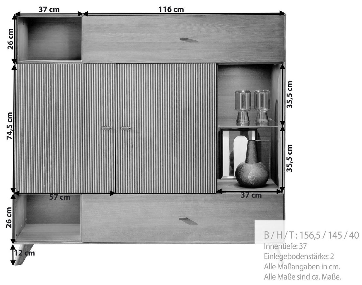 HIGHBOARD  in 156,5/145/40 cm  - Kernbuche/Braun, KONVENTIONELL, Holz (156,5/145/40cm) - Livetastic