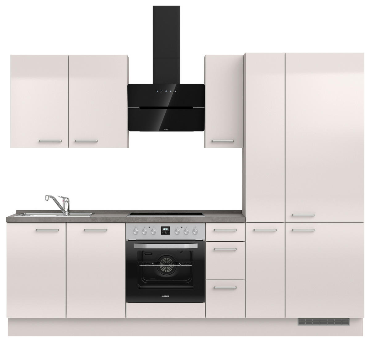 KÜCHENBLOCK Flash 270 cm  in Schieferfarben, Hellgrau  - Schieferfarben/Edelstahlfarben, MODERN, Holzwerkstoff/Metall (270cm) - Nobilia