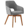 ARMLEHNSTUHL in Holz, Textil Hellgrau, Wildeiche - Wildeiche/Hellgrau, Design, Holz/Textil (57/84/57cm) - Voleo
