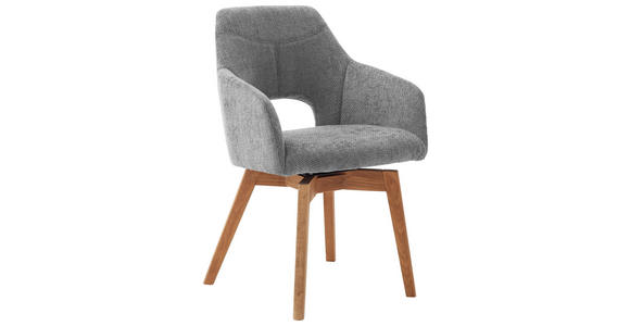 ARMLEHNSTUHL in Holz, Textil Hellgrau, Wildeiche - Wildeiche/Hellgrau, Design, Holz/Textil (57/84/57cm) - Voleo