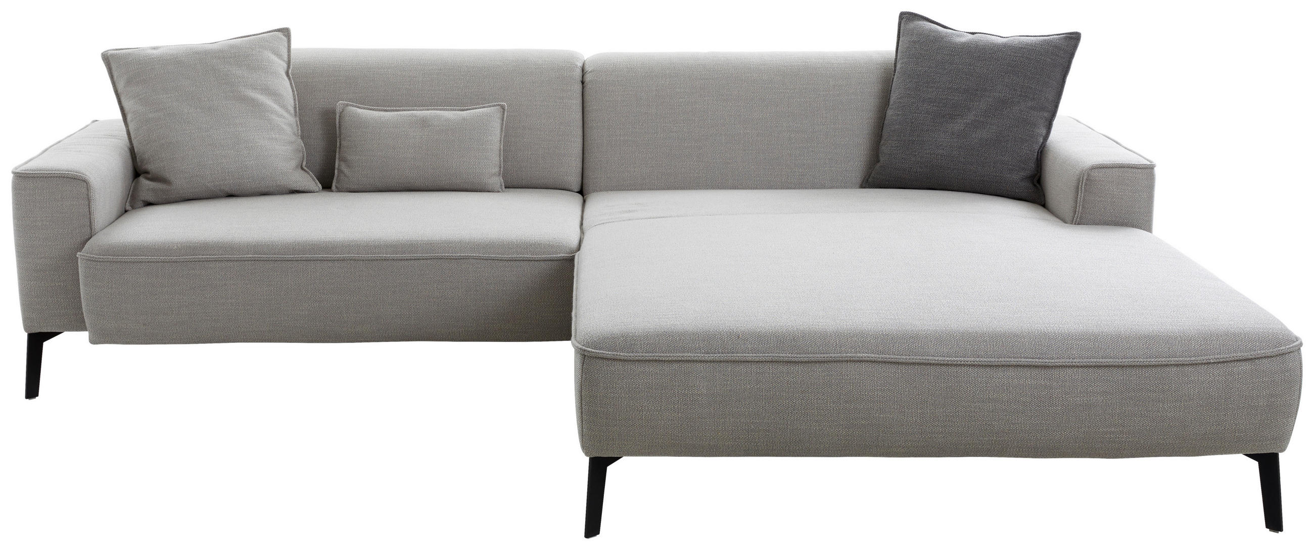 ECKSOFA Grau Flachgewebe  - Schwarz/Grau, Design, Textil/Metall (285/190cm) - Johann Jakob
