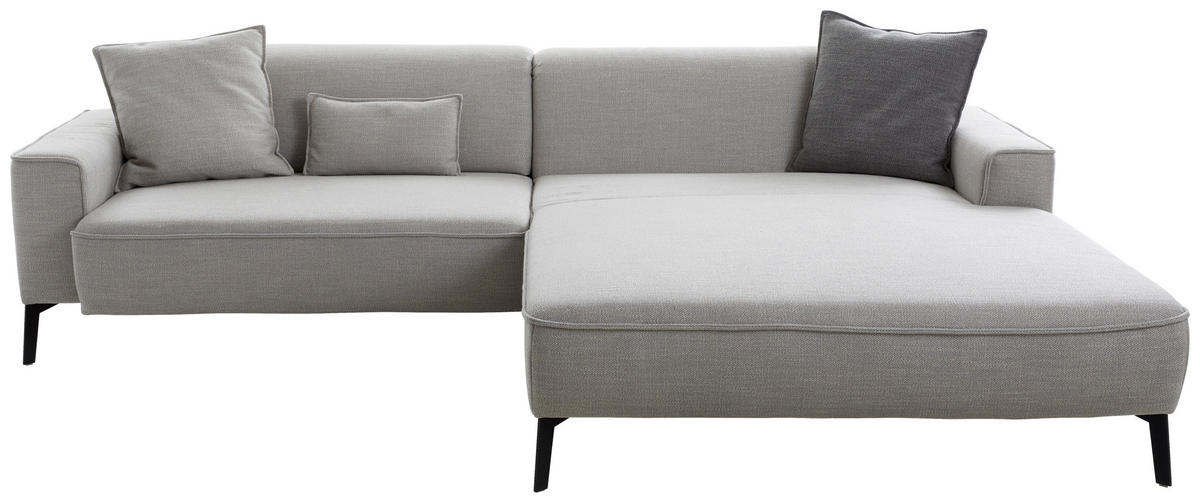 ECKSOFA Grau Flachgewebe  - Schwarz/Grau, Design, Textil/Metall (285/190cm) - Johann Jakob