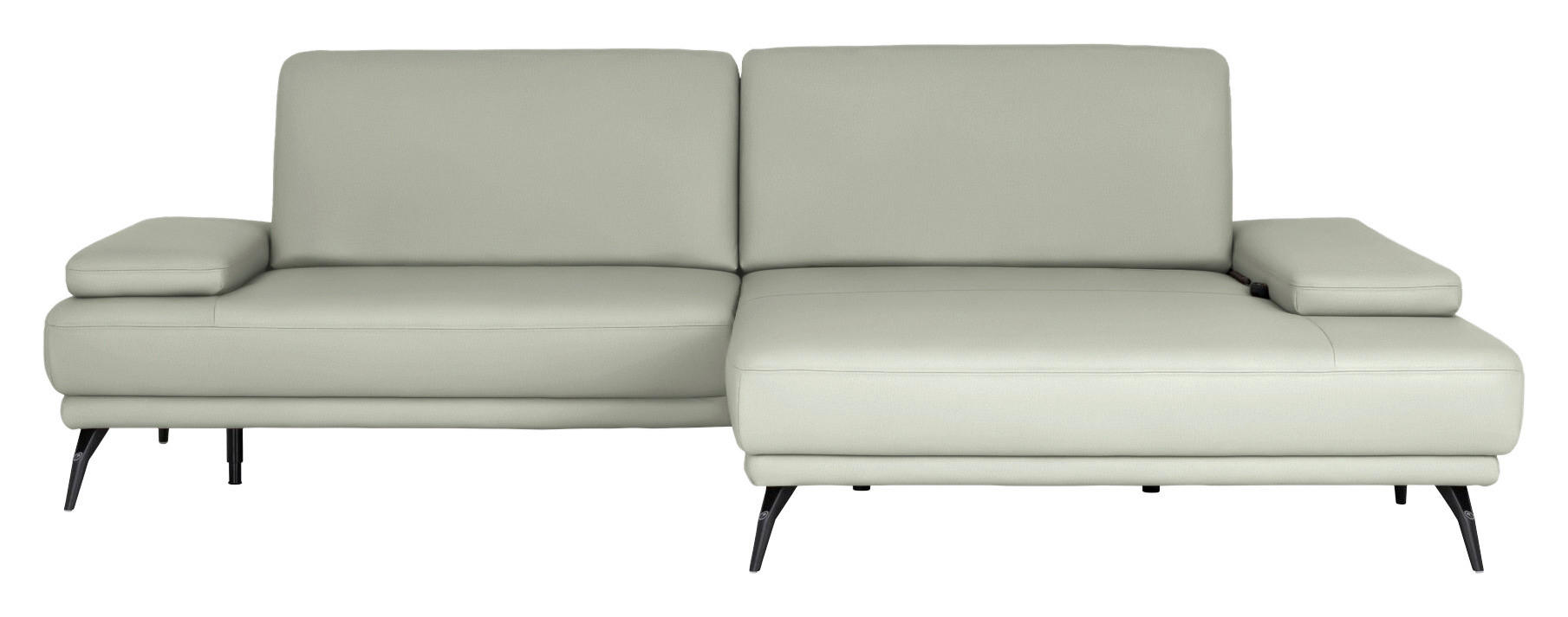 ECKSOFA Echtleder Silberfarben  - Silberfarben/Schwarz, Konventionell, Leder/Metall (301/180cm) - Joop!
