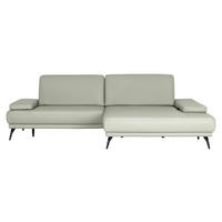 ECKSOFA Echtleder Silberfarben  - Silberfarben/Schwarz, Konventionell, Leder/Metall (301/180cm) - Joop!