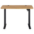 SCHREIBTISCH 120/60/76-119 cm Eichefarben elektrisch höhenverstellbar  - Eichefarben/Schwarz, MODERN, Holz/Metall (120/60/76-119cm) - Linea Natura