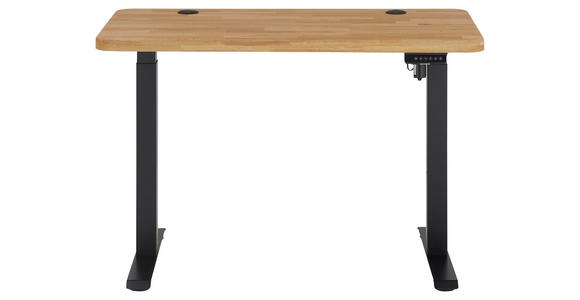 SCHREIBTISCH 120/60/76-119 cm Eichefarben elektrisch höhenverstellbar  - Eichefarben/Schwarz, MODERN, Holz/Metall (120/60/76-119cm) - Linea Natura