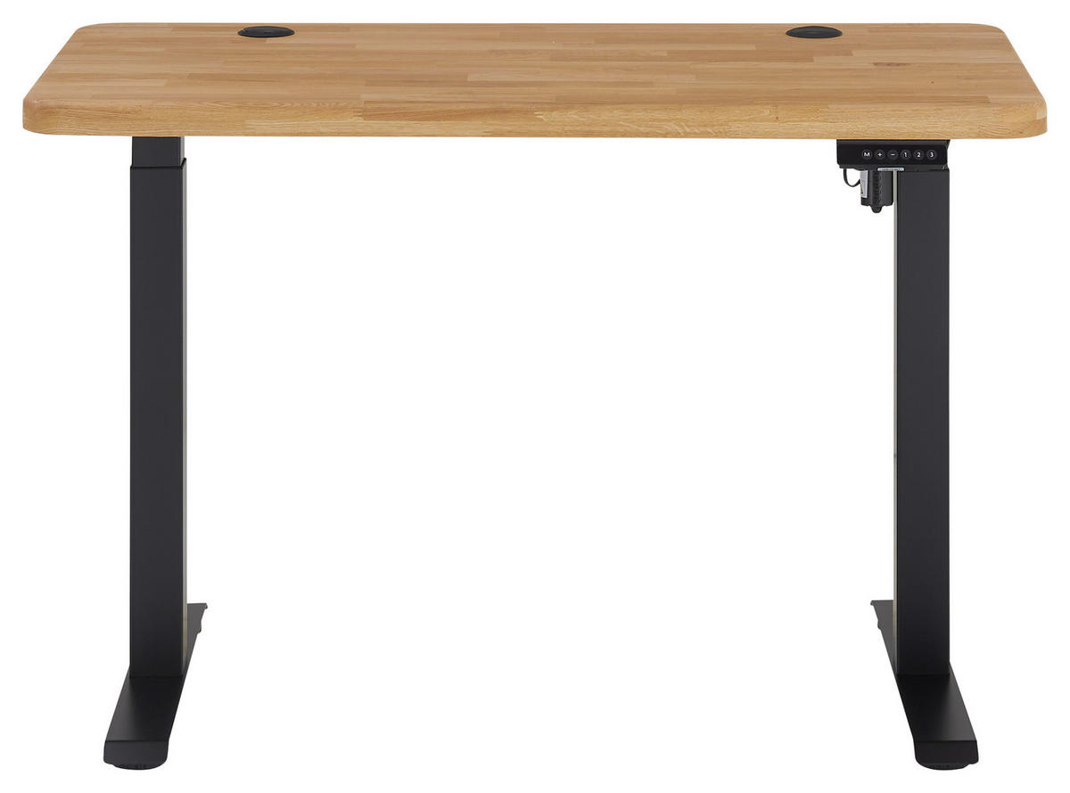 SCHREIBTISCH 120/60/76-119 cm Eichefarben elektrisch höhenverstellbar  - Eichefarben/Schwarz, MODERN, Holz/Metall (120/60/76-119cm) - Linea Natura