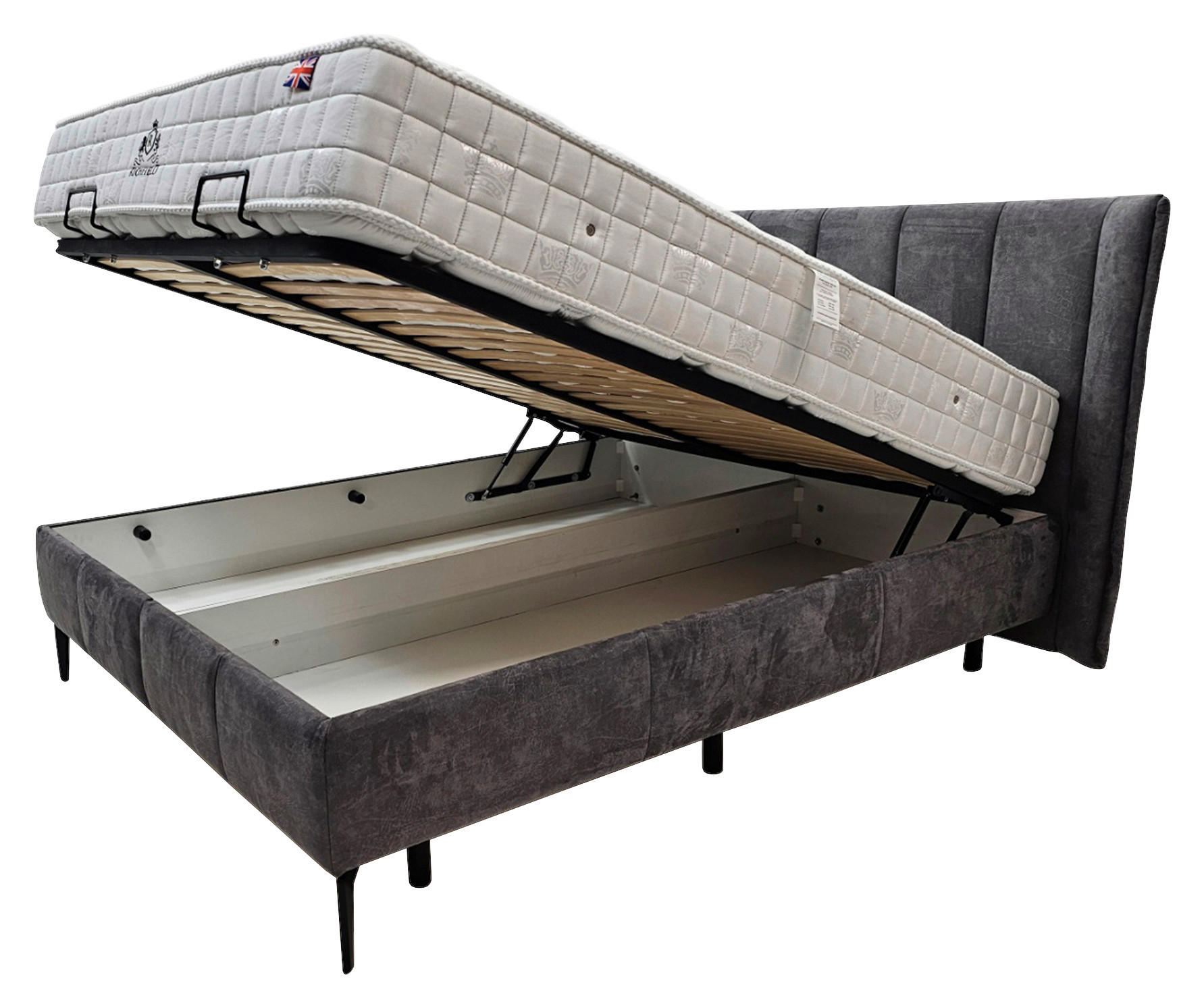 PAT TAPITAT 160X200  in gri  - gri, Modern, metal/material pe bază de lemn (160/200cm) - Hom`in