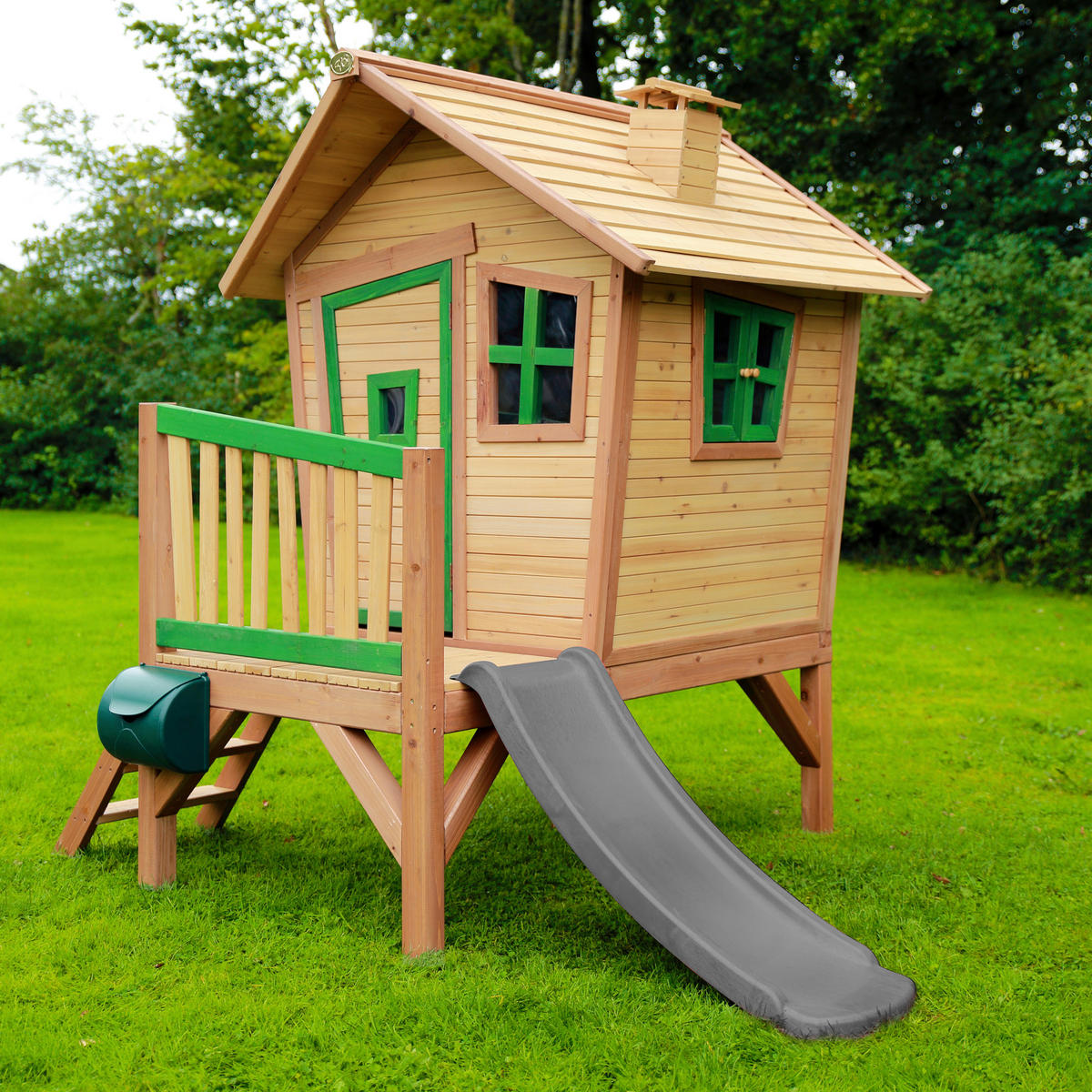 SPIELHAUS 264/203/177 cm  - Braun/Grau, KONVENTIONELL, Holz/Kunststoff (264/203/177cm) - Ambia Garden