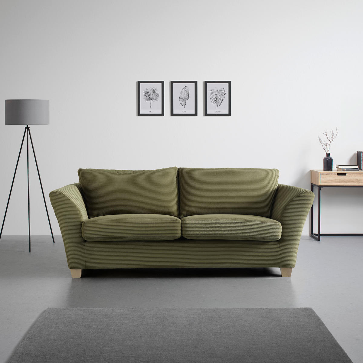 3-SITS SOFFA i manchester grön  - grön/naturfärgad, trä/textil (216/70-85/95cm) - MID.YOU