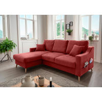 ECKSOFA Valentina Rot Chenille  - Rot/Naturfarben, MODERN, Holz/Textil (150/228cm) - Livetastic