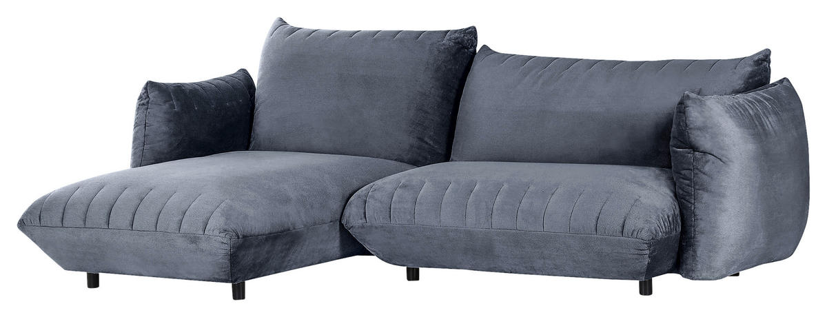 HÖRNSOFFA i plysch blågrå  - blågrå/svart, Klassisk, textil/plast (170/270cm) - MID.YOU