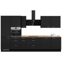 KÜCHENLEERBLOCK 360 cm   in Schwarz, Eichefarben  - Edelstahlfarben/Eichefarben, MODERN, Holzwerkstoff/Metall (360cm) - Nobilia