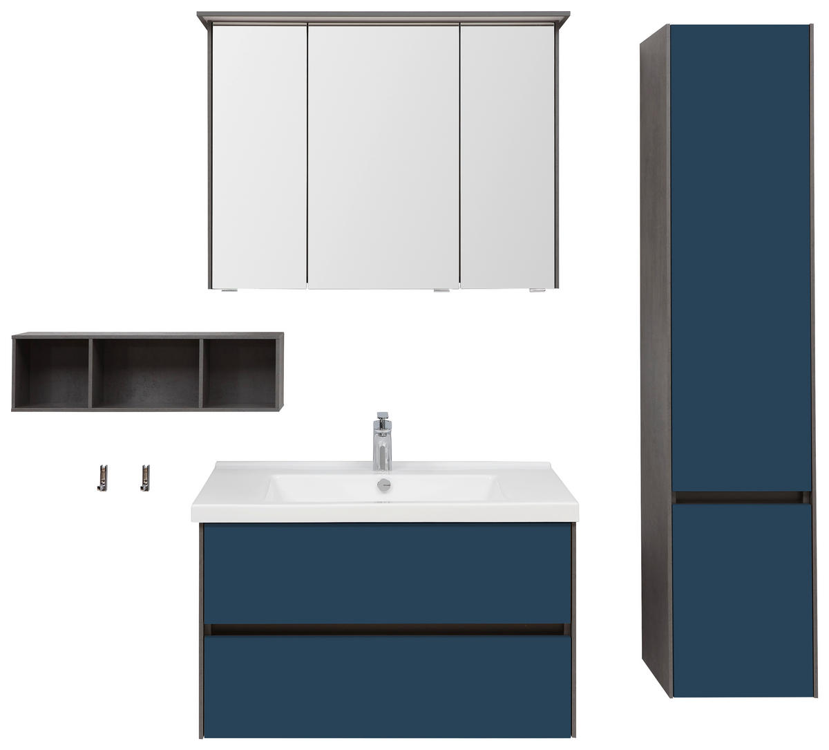 BADEZIMMER  in 92 cm  - Blau/Dunkelgrau, KONVENTIONELL, Glas/Keramik (92cm) - Dieter Knoll