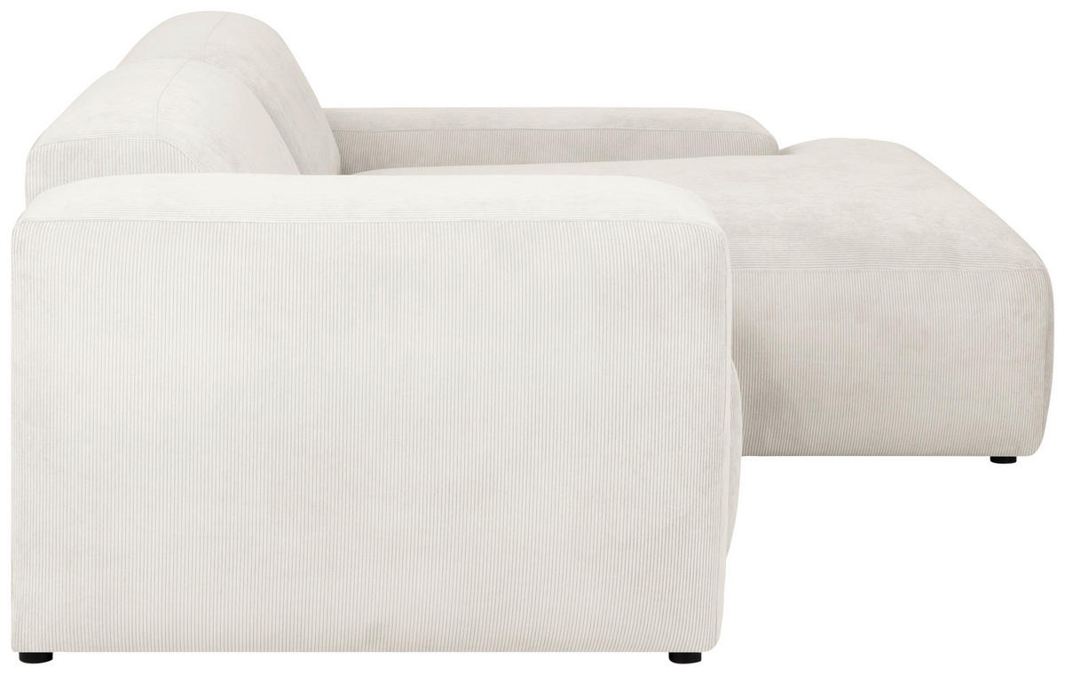 ECKSOFA in Cord Creme  252/170 cm  - Creme/Schwarz, Design, Kunststoff/Textil (252/170cm) - MID.YOU
