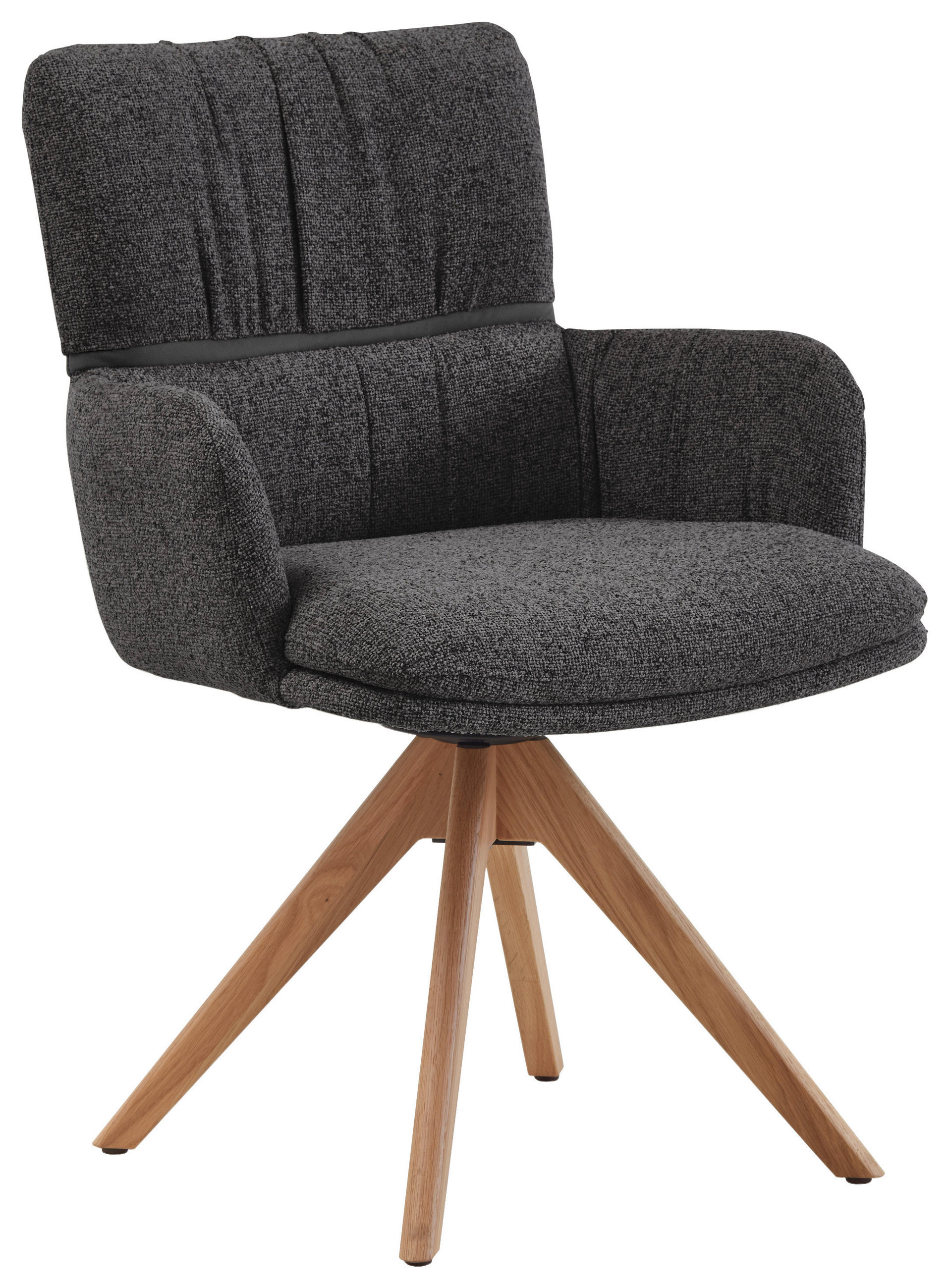 ARMLEHNSTUHL  Typenauswahl, Sitzfläche 360° drehbar, inklusive Armlehnen, Gestellauswahl, automatische Rückholfunktion Mikrofaser  Graphitfarben  - Eichefarben/Graphitfarben, Design, Holz/Textil (61/86/63cm) - Valdera