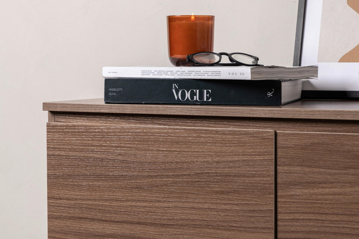 SIDEBOARD 135/56/40 cm  - Nussbaumfarben/Schwarz, Design, Holz/Holzwerkstoff (135/56/40cm) - Livetastic