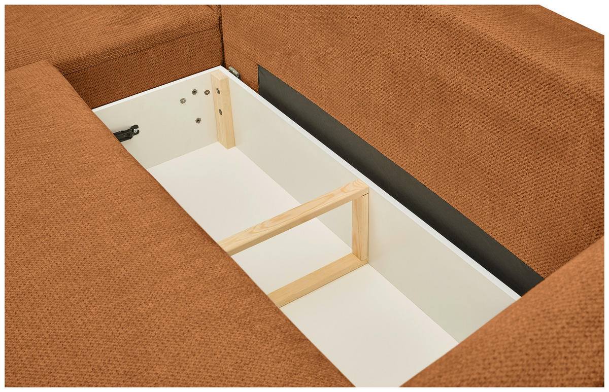 ECKSOFA Rostfarben Chenille  - Rostfarben/Schwarz, MODERN, Kunststoff/Textil (179/287cm) - Carryhome