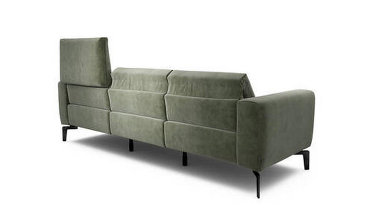 3-SITZER-SOFA in Samt Waldgrün  - Waldgrün/Schwarz, Design, Textil/Metall (250/86/86-94cm) - SENSOO