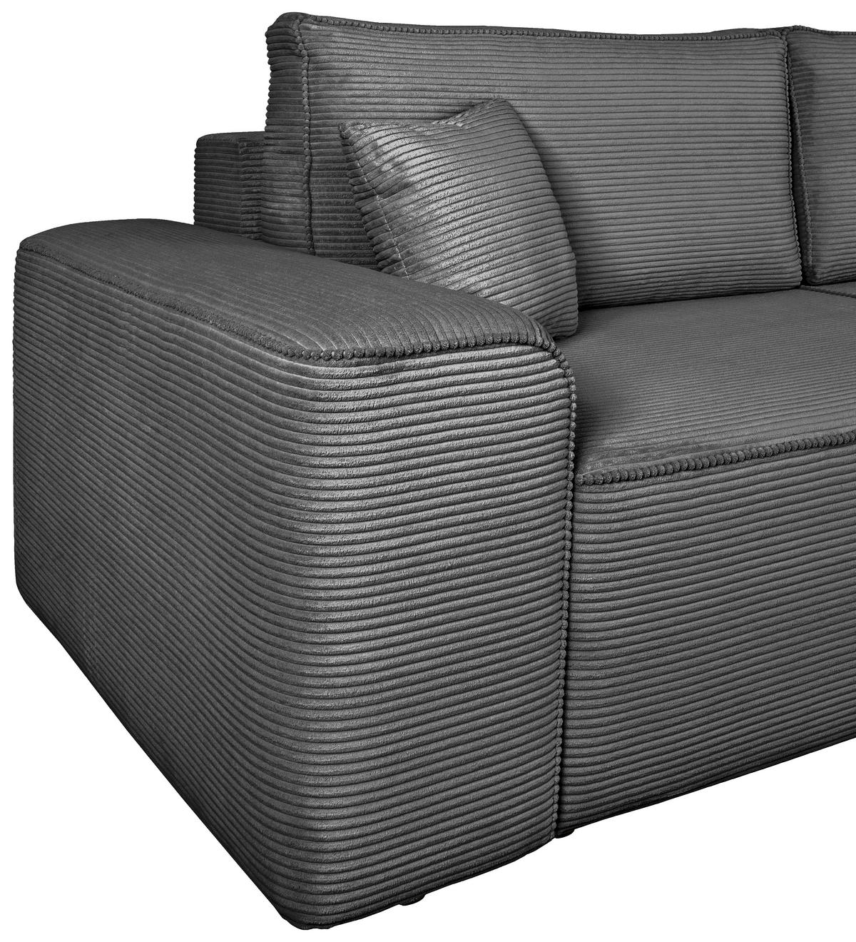 SCHLAFSOFA  mit Rücken echt, Armteil links, Armteil rechts Cord Anthrazit  - Anthrazit/Schwarz, Design, Kunststoff/Textil (261/95/108cm) - Xora