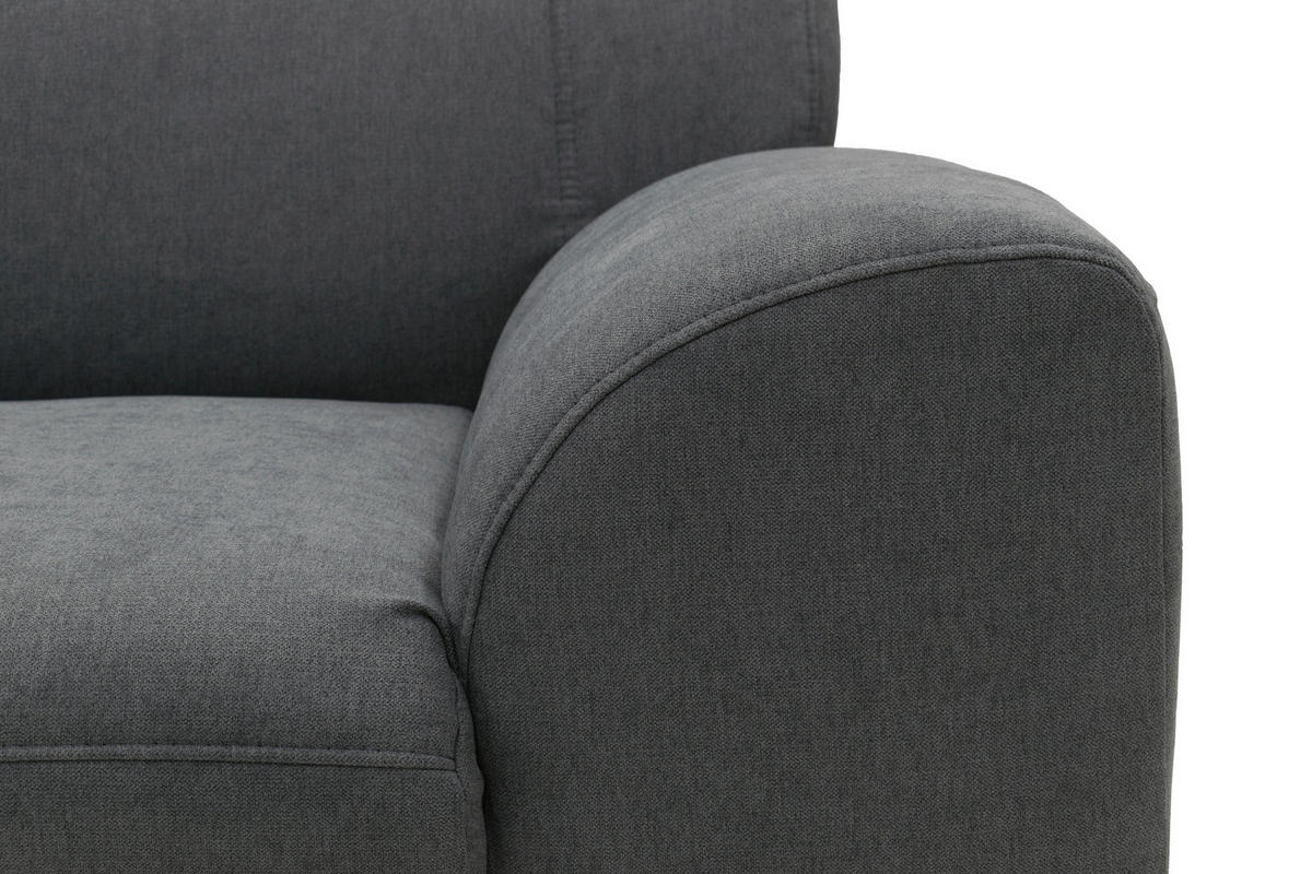 ECKSOFA NIKA Dunkelgrau Webstoff  - Dunkelgrau/Silberfarben, Basics, Holz/Textil (277/156cm) - MID.YOU